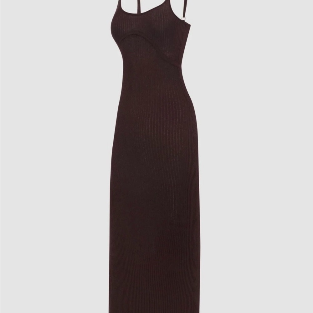 Savage X Fenty Featherweight Knit Slit Dress – Espresso Brown (NWT)